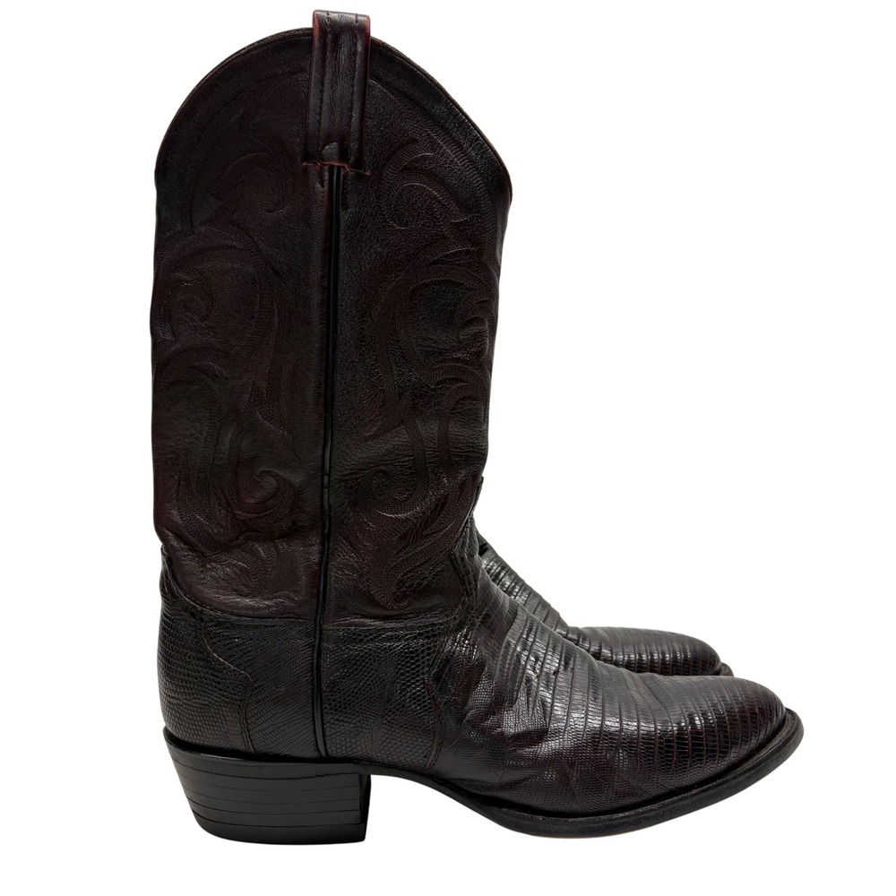Tony Lama Boots Mens 12 D Burgundy Western Cowboy Rodeo Stitched Made in USA